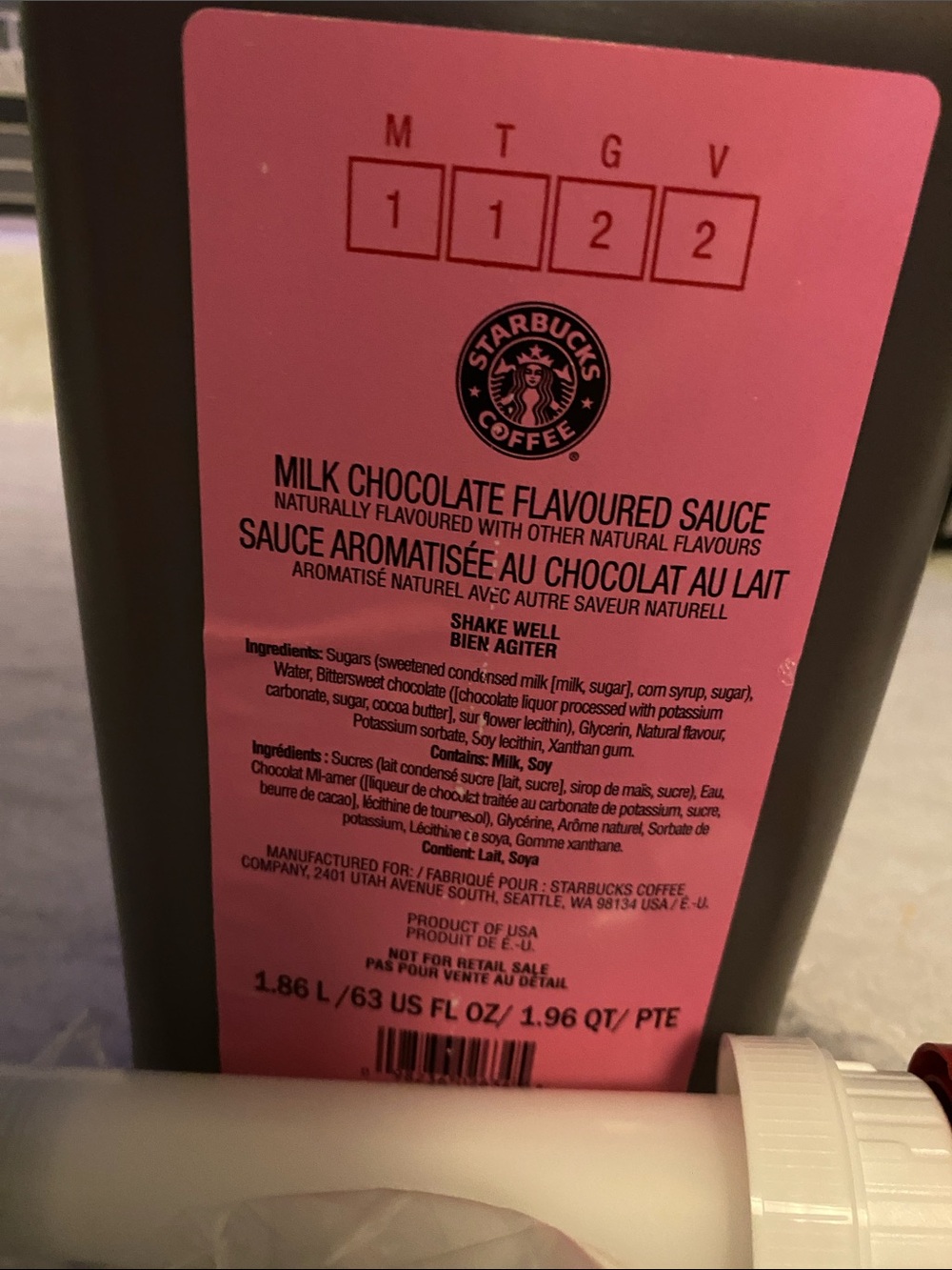Starbucks Milk Chocolate Flavoured Sauce — Pink Label